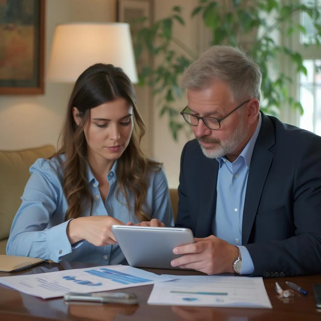 Asesor financiero trabajando con cliente